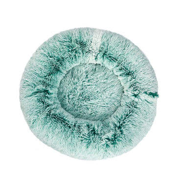 Pet Bed Cat Dog Donut Nest Calming Mat Soft Plush Kennel Teal M PaWz